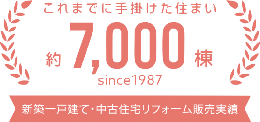 これまでに手掛けた住まい約7,000棟since1987 新築一戸建て・中古住宅リフォーム販売実績